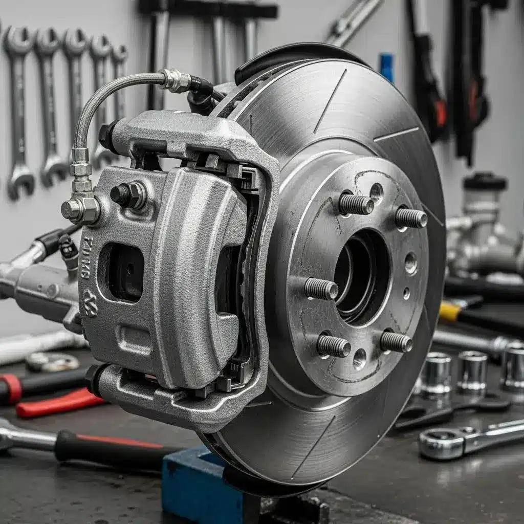 Brake components in a workshop — brakes must be inspected if pull occurs under braking
