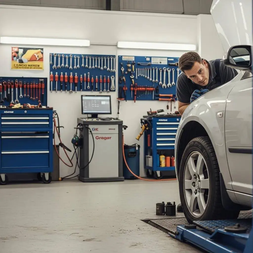 Mechanic inspecting a vehicle in Tonbridge after an MOT fail