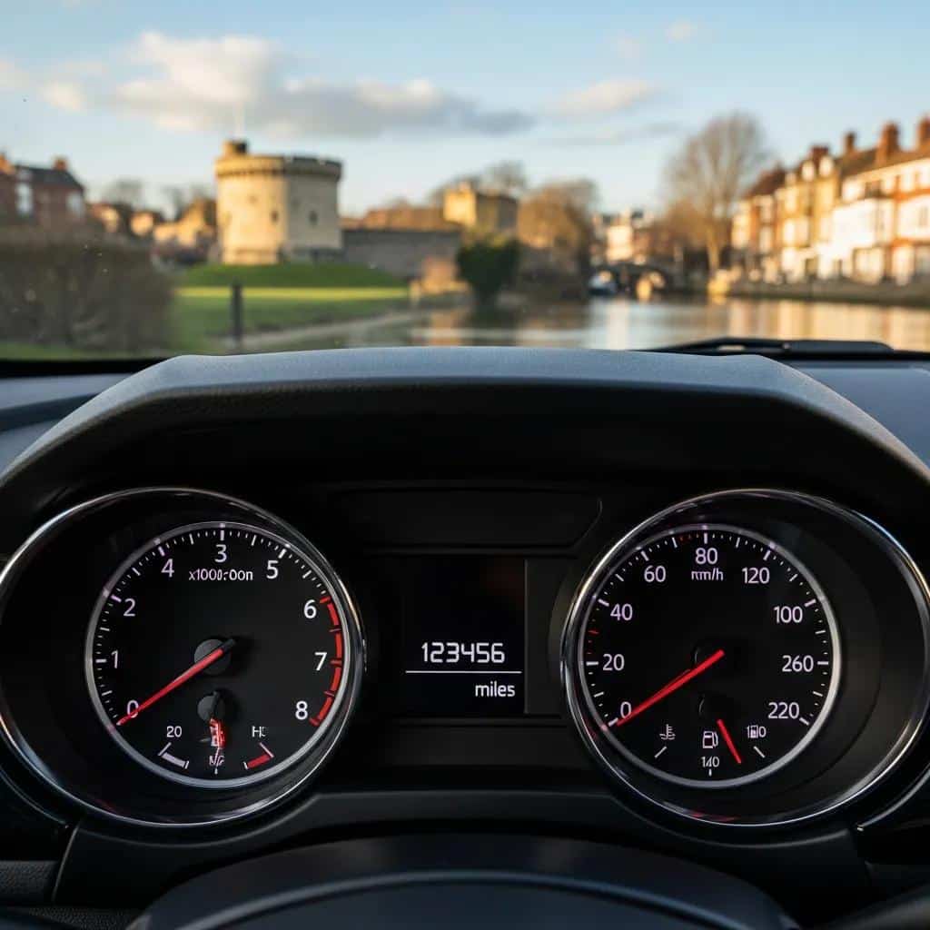 car-dashboard-showing-mileage-with-tonbridge-scenery-emphasizing-vehicle-servicing-intervals